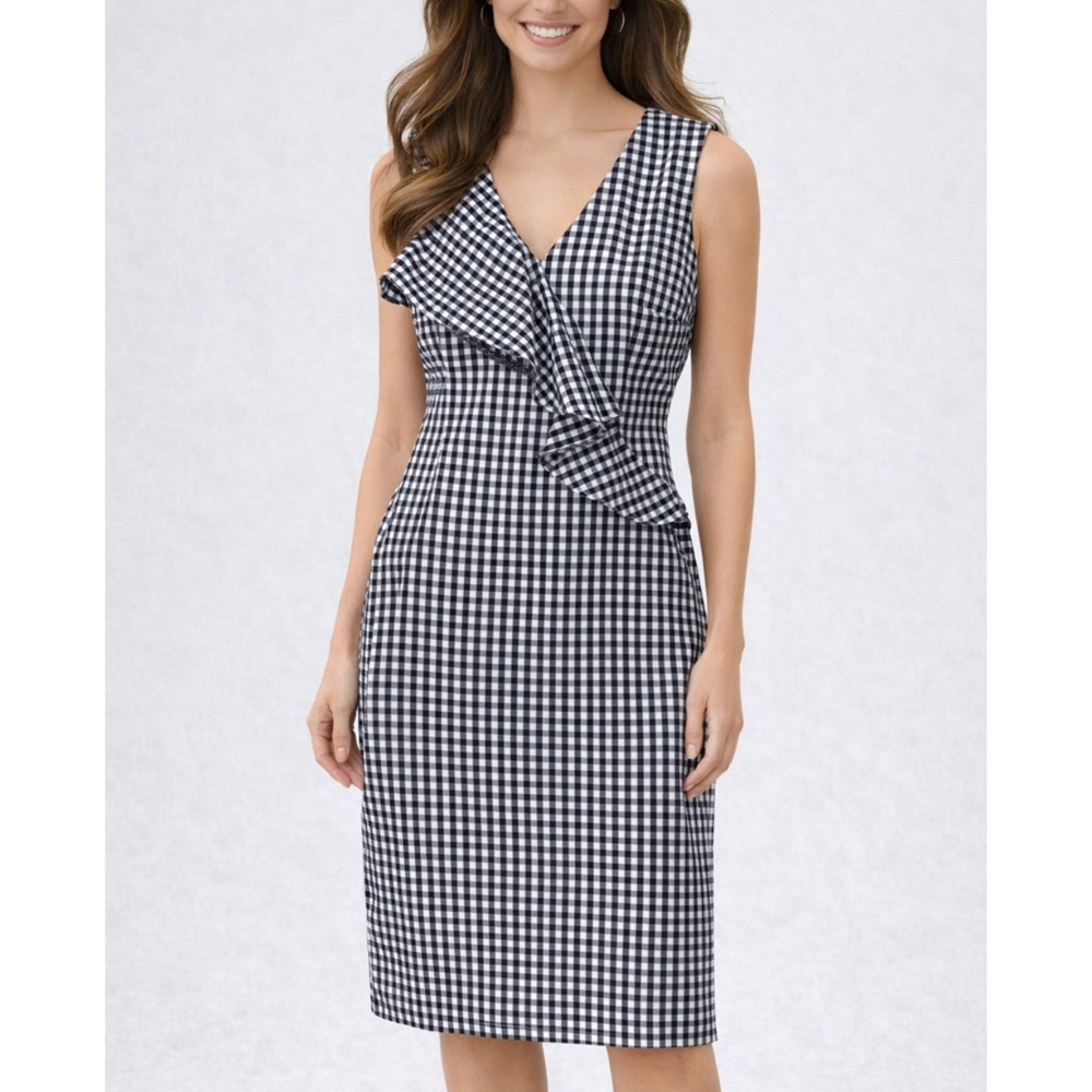 J. McLaughlin Kathryn Gingham Dress in Navy Blue and White